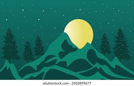 Es una naturaleza de montaña de la noche