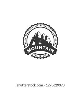 Mountain Nature with River Circle Vintage Company icon logo Stamp