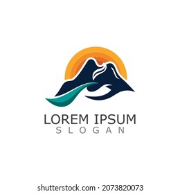 
Mountain of Nature River logo simple adventure vector design template