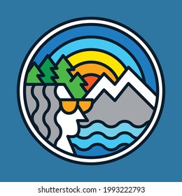 Mountain nature and water graphic illustration vector art t-shirt design