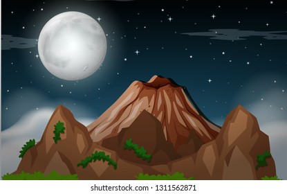 A mountain night scene illustration