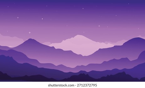 Mountain Night. Starry night over a chain of mountains.	