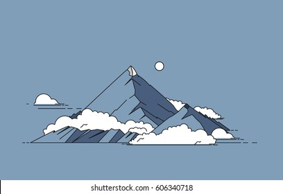 Mountain at night vector illustration
