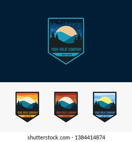 Mountain at night view with flat style