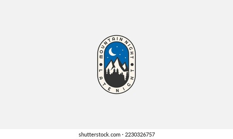 Mountain night view logo design vector template