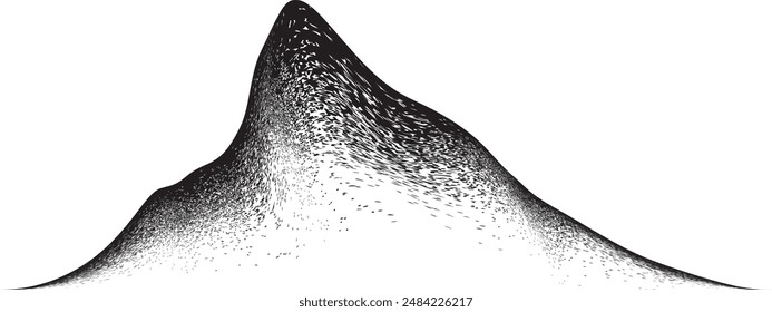 Mountain noise texture . Silhouettes . Sand texture. Gritty, grain effect . Grunge hill peaks. Distressed brush strokes. Mountain landscape . Speckled design element . Graffiti logo .Vector
