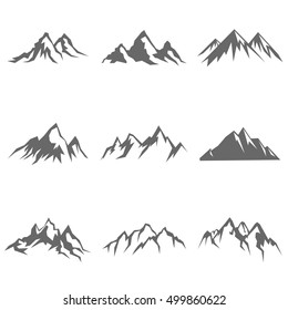 Mountain object in flat silhouette style. Vector illustration