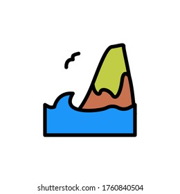 Mountain, ocean icon. Simple color with outline vector elements of saving marine icons for ui and ux, website or mobile application