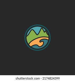 MOUNTAIN OCEAN ICON VECTOR LOGO IMAGE, Suitable Too For Nature Element Design Or Symbol