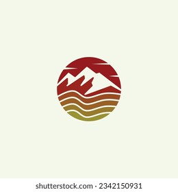 mountain and ocean vector template logo