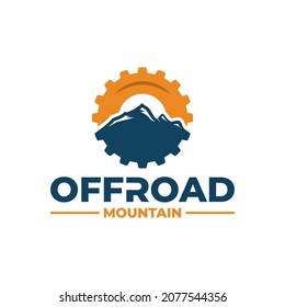 Mountain offroad logo icon vector template. Simple design of offroad car tire logo with mountain.