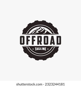 Mountain offroad tire wheel logo, offroad club logo vector concept on white background