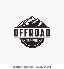 Mountain offroad tire wheel logo, offroad club logo vector concept on white background