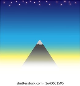 Mountain on a background of iridescent sky. Stock vector illustration.