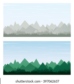 Mountain on gray and green color banner ,mountain icon, green mountain, gray mountain, 