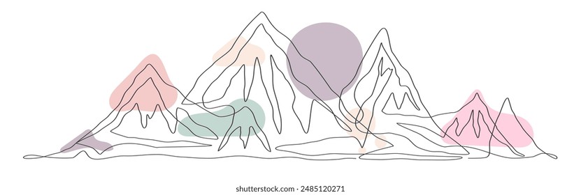 Montaña una línea de arte estilo boho