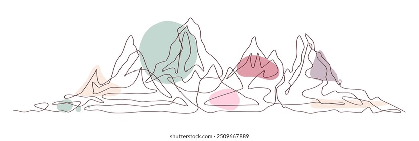 Mountain one line art boho color styl