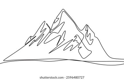 Mountain one line continuous. Hand drawn vector art.