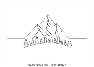 Mountain one line drawing minimalist simple outline vector icon