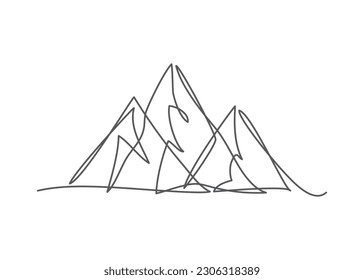 Mountain One line drawing on white background