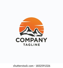 mountain with orange sky logo