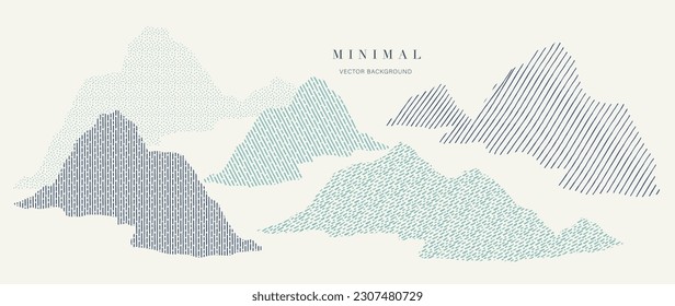 Mountain in oriental style background vector. Chinese landscape with dot pattern, hills, line art, Japanese pattern. Minimal mountains art wallpaper design for print, wall art, cover and interior.