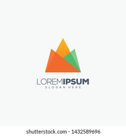 mountain origami logo design vector illustration