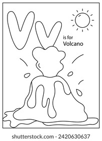 Mountain outbursting, trendy vector of volcano