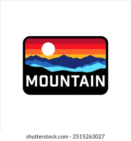 Mountain outdoor adventure badge logo with retro design	
