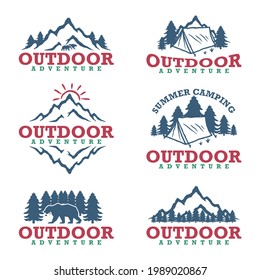 mountain outdoor adventure design illustration set collection isolated on white background