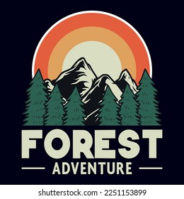 Mountain, Outdoor, Adventure Emblem Patch Logo Poster Label Vector Illustration Retro Vintage Badge Sticker, And T-shirt Design