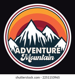 Mountain, Outdoor, Adventure Emblem Patch Logo Poster Label Vector Illustration Retro Vintage Badge Sticker, And T-shirt Design