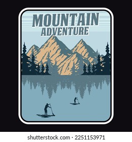 Mountain, Outdoor, Adventure Emblem Patch Logo Poster Label Vector Illustration Retro Vintage Badge Sticker, And T-shirt Design