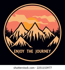Mountain, Outdoor, Adventure Emblem Patch Logo Poster Label Vector Illustration Retro Vintage Badge Sticker, And T-shirt Design