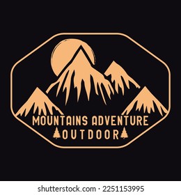 Mountain, Outdoor, Adventure Emblem Patch Logo Poster Label Vector Illustration Retro Vintage Badge Sticker, And T-shirt Design