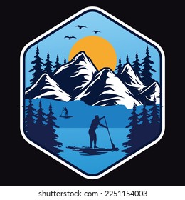 Montaña, Al Aire Libre, Parche De Aventura Parche De Afiche Etiqueta Vector Ilustración Pegatina De Insignia Retro Vintage Y Diseño De Camisetas