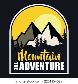 Mountain, Outdoor, Adventure Emblem Patch Logo Poster Label Vector Illustration Retro Vintage Badge Sticker, And T-shirt Design