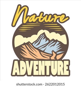 Mountain Outdoor Adventure Illustration Design, Vintage Mountain Outdoor Illustration