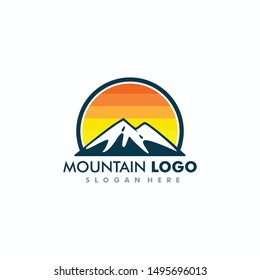 Mountain outdoor adventure logo vector illustration