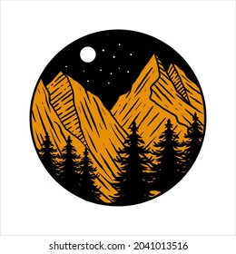 Mountain outdoor adventure vector illustration