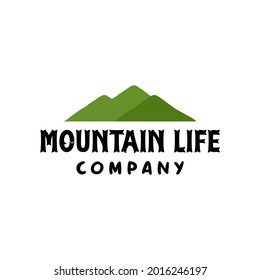 Mountain and outdoor adventures logo. Mountain Logo Template with green color. Abstract Mountain Shape Logo isolated white.