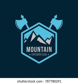 mountain and outdoor adventures logo. Tourism, hiking and camping labels. Mountains and travel icons for tourism organizations, outdoor events and camping leisure. eps 10 eps 8