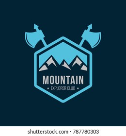 mountain and outdoor adventures logo. Tourism, hiking and camping labels. Mountains and travel icons for tourism organizations, outdoor events and camping leisure. eps 10 eps 8