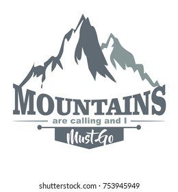 Mountain and outdoor adventures vector logo. Tourism, hiking and camping labels. Mountains and travel icons for tourism organizations, outdoor events and camping leisure