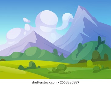 mountain. outdoor background with big mountain. vector cartoon template illustration