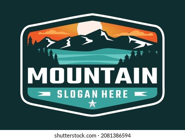 Mountain outdoor badge logo design template