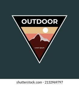 Mountain outdoor badge logo emblem vector illustration design