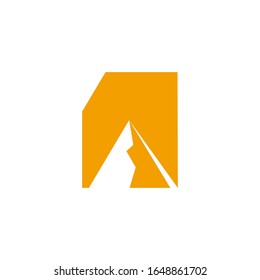 mountain outdoor folder symbol geometric design logo vector