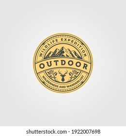 mountain outdoor icon logo vector emblem illustration design, adventure vintage label patch illustration design