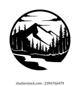 vector de ilustración de montaña y exterior